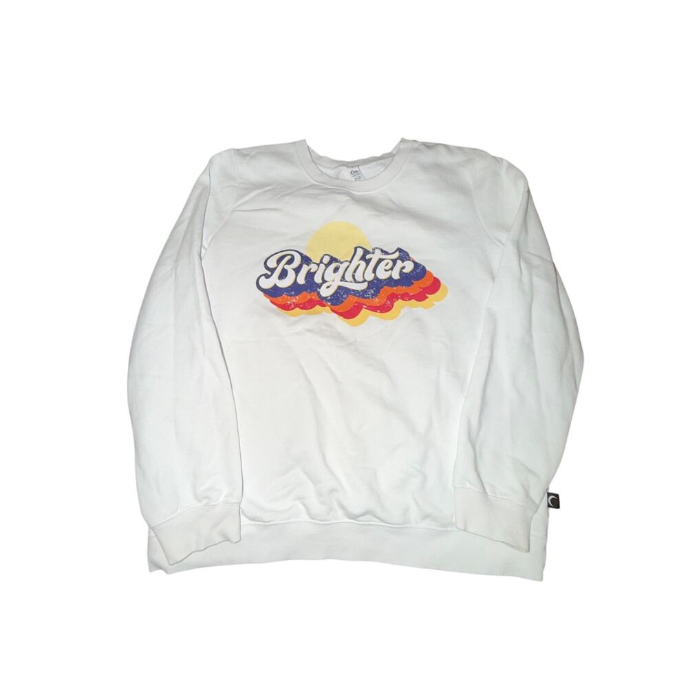 Zyia Active Brighter Crewneck Sweatshirt Womens Size L White Graphic Performance